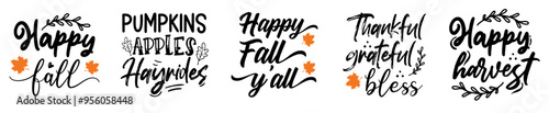 Classic Fall Bundle Typography, Inscriptions Set Vector Illustration for Advertisement, Greeting Card, Stationery