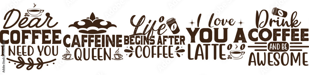 Cute Coffee Design Bundle Inscriptions, Trendy Retro Style Illustration Collection Vector Illustration for Vouchers, Greeting Card, Mug Design Cute Coffee Design Bundle Inscriptions, Trendy Retro Style Illustration Collection Vector Illustration for Vouchers, Greeting Card, Mug Design