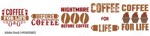 Vibrant Coffee Tshirt Design Bundle Typography, Inscriptions Bundle Vector Illustration for Mug Design, Postcard, Packaging