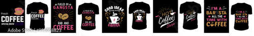 Decorative Coffee Tshirt Design Bundle Inscriptions, Calligraphy Set Vector Illustration for Mug Design, Packaging, Vouchers