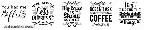 Vibrant Coffee Design Bundle Inscriptions, Typographic Emblems Collection Vector Illustration for Stationery, Motion Graphics, Infographic