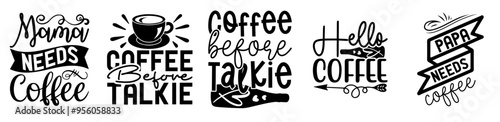 Classic Coffee Designs Bundle Inscriptions, Labels And Badges Collection Vector Illustration for Gift Card, Postcard, Poster
