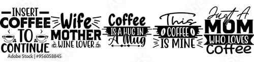 Minimal Coffee Design Bundle Inscriptions, Quotes Set Vector Illustration for Banner, Sticker, Printing Press