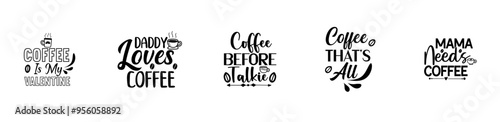 Minimal Coffee Bundle Typographic Emblems, Inscriptions Bundle Vector Illustration for Poster, Printing Press, Postcard