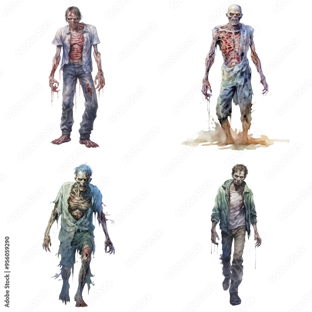 Four Decaying Zombies in Various States of Decomposition Four Decaying Zombies in Various States of Decomposition