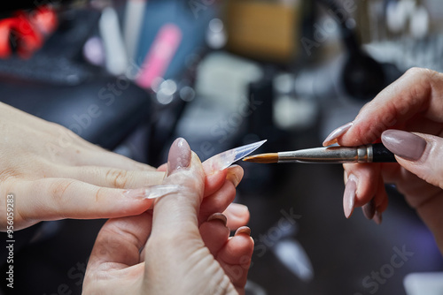 Close-Up of Professional Gel Nail Application