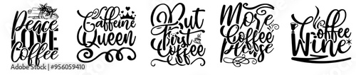 Cute Coffee Bundle Hand Lettering, Phrases Pack Vector Illustration for Presentation, Greeting Card, Book Cover