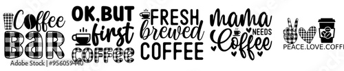 Elegant Coffee Bundle Trendy Retro Style Illustration, Inscriptions Pack Vector Illustration for Book Cover, Label, Motion Graphics