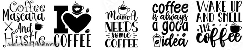 Vibrant Coffee Bundle Hand Lettering, Typography Bundle Vector Illustration for Social Media Post, Sticker, Logo