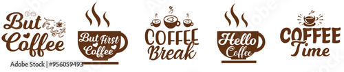 Elegant Coffee Bundle Quotes, Typography Pack Vector Illustration for Announcement, Stationery, T-Shirt Design