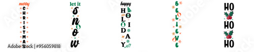 Decorative Christmas Porch Sign Bundle Typography, Typographic Emblems Pack Vector Illustration for Advertising, Banner, Decal