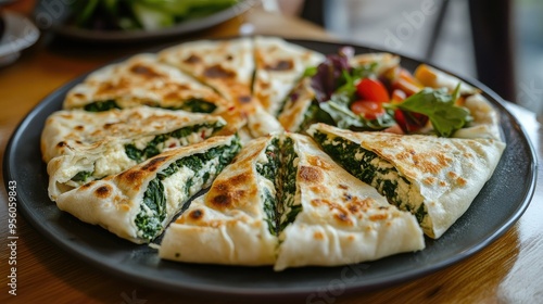 Wallpaper Mural A plate of freshly made Turkish gzleme, with a savory filling of cheese and spinach. Torontodigital.ca