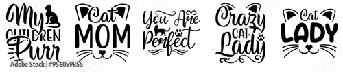 Vibrant Cat Design Bundle Quotes, Trendy Retro Style Illustration Collection Vector Illustration for Printable, Flyer, Social Media Post