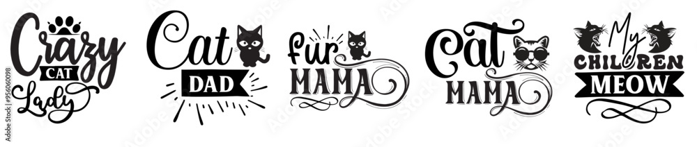Minimalist Cat Bundle Cat Labels And Badges, Typographic Emblems Set Vector Illustration for Decal, Packaging, Brochure Minimalist Cat Bundle Cat Labels And Badges, Typographic Emblems Set Vector Illustration for Decal, Packaging, Brochure