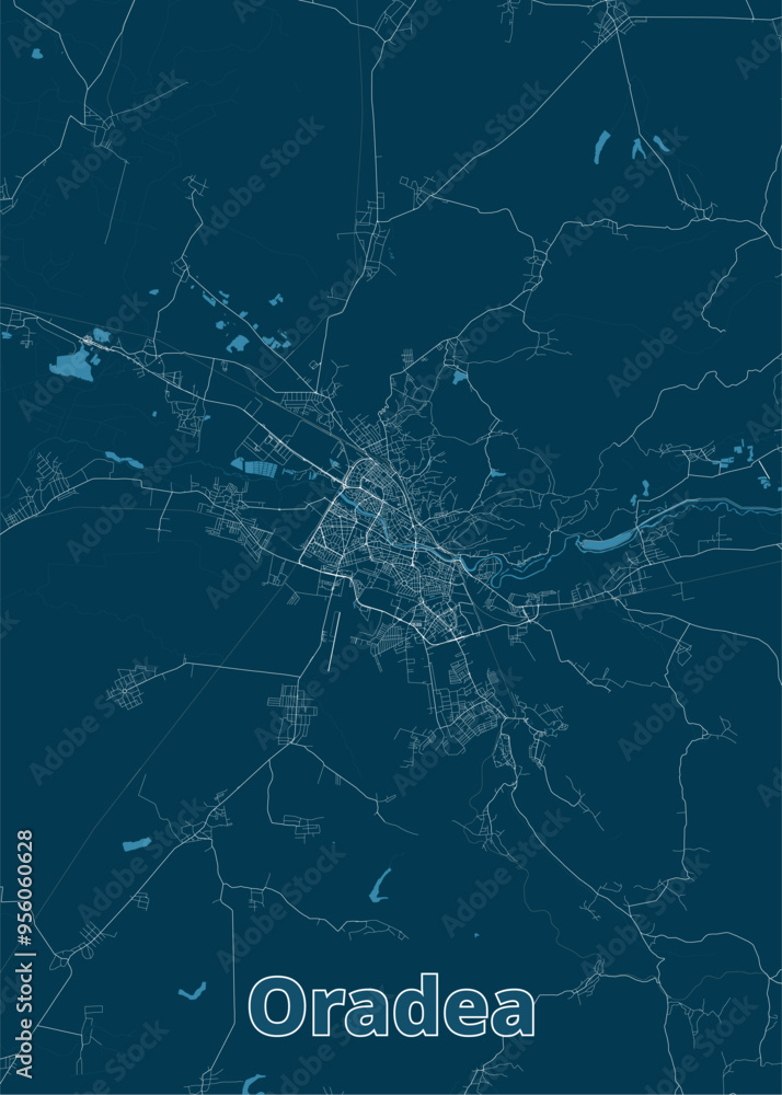 Oradea, Romania artistic blueprint map Oradea, Romania artistic blueprint map