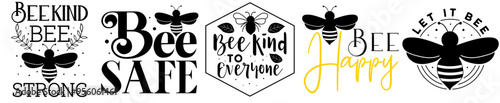 Creative Bee Bundle Quotes, Typographic Emblems Collection Vector Illustration for Social Media Post, Magazine, Printable