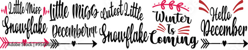 Decorative Winter Bundle Labels And Badges, Typography Bundle Vector Illustration for Printable, Advertising, Decal