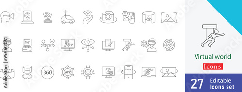 virtual world editable stroke icon set