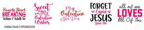 Cute Valentines Bundle Quotes, Labels And Badges Set Vector Illustration for Advertising, Decal, Banner