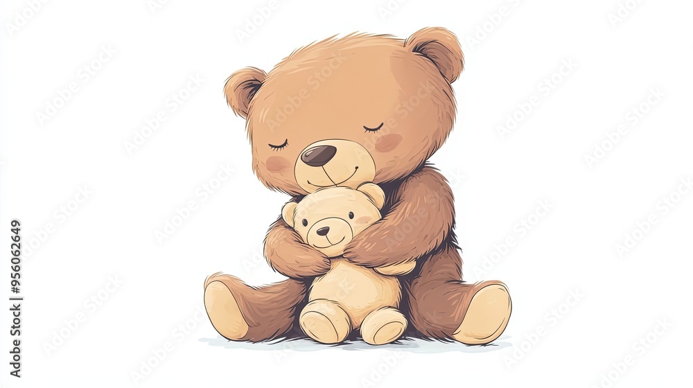 Fototapeta premium Brown Bear Hugging Smaller Tan Bear