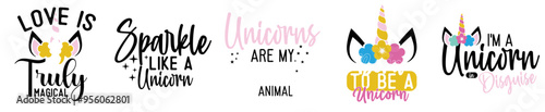 Vibrant Unicorn Quotes Bundle Phrases, Trendy Retro Style Illustration Bundle Vector Illustration for Decal, Sticker, Bookmark