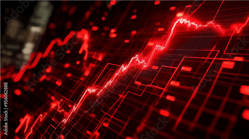 Abstract vector of red stock market chart showing a steep decline. Perfect for illustrating financial crises, economic downturns, or stock market crashes.