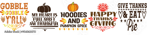 Simple Thanksgiving Big Bundle Typography, Quotes Collection Vector Illustration for Vouchers, Social Media Post, Mug Design