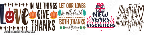 Cute Thanksgiving Big Bundle Invitation, Trendy Retro Style Illustration Collection Vector Illustration for Vouchers, Announcement, Book Cover