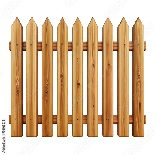 A wooden fence with a lot of slats on transparent background