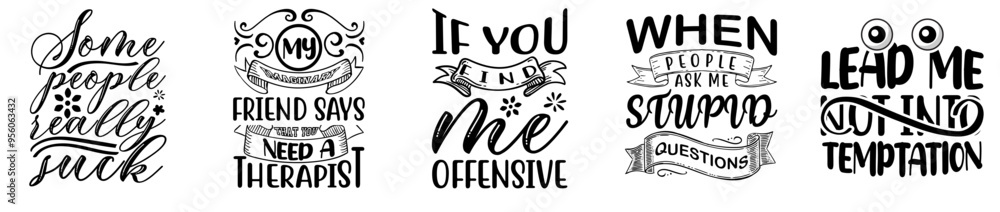 Vibrant Sarcastic Bundle Funny Typography Hand Lettering, Inscriptions Pack Vector Illustration for Vouchers, Advertising, Advertisement Vibrant Sarcastic Bundle Funny Typography Hand Lettering, Inscriptions Pack Vector Illustration for Vouchers, Advertising, Advertisement