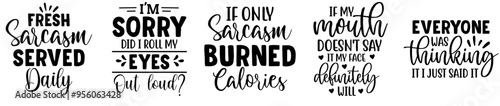 Elegant Sarcastic Bundle Quotes, Typographic Emblems Collection Vector Illustration for Mug Design, Postcard, Infographic