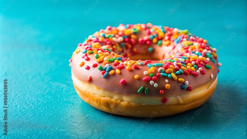 Close-up shot of a delicious donut with colorful sprinkles on top Close-up shot of a delicious donut with colorful sprinkles on top