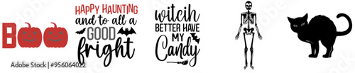 Decorative Halloween Bundle Calligraphy, Hand Lettering Pack Vector Illustration for Motion Graphics, Icon, Wrapping Paper