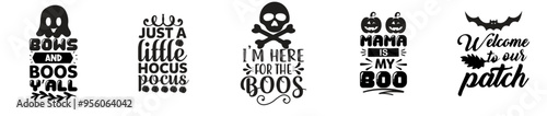Classic Halloween Bundle Calligraphy, Phrases Pack Vector Illustration for Greeting Card, Mug Design, Announcement
