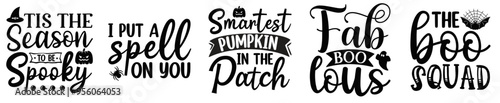 Elegant Halloween Bundle Phrases, Trendy Retro Style Illustration Bundle Vector Illustration for Printing Press, Magazine, Stationery