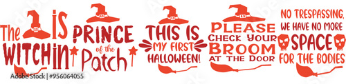 Creative Halloween Big Bundle Trendy Retro Style Illustration, Phrases Bundle Vector Illustration for Logo, Social Media Post, Sticker