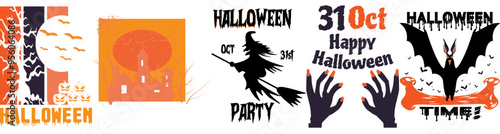 Cute Halloween Sublimation Bundle Calligraphy, Phrases Collection Vector Illustration for Label, Mug Design, Banner