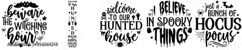 Decorative Halloween Mega Bundle Inscriptions, Invitation Bundle Vector Illustration for Social Media Post, Gift Card, Infographic