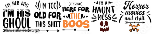 Creative Halloween Bundle Hand Lettering, Typography Collection Vector Illustration for Sticker, Flyer, Book Cover