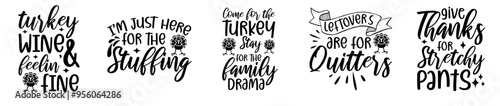 Creative Funny Thanksgiving Bundle Calligraphy, Labels And Badges Bundle Vector Illustration for Printing Press, Advertisement, Gift Card