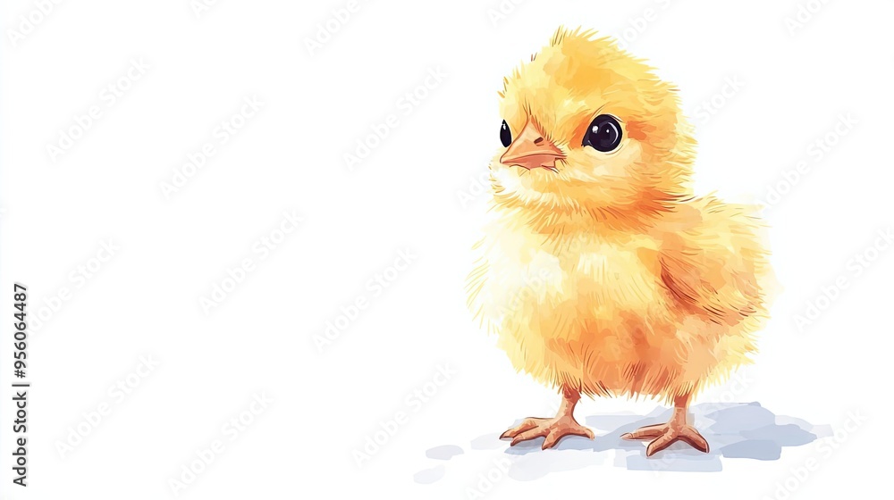 Obraz premium A Cute Yellow Chick Standing on a White Background