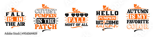 Modern Fall Bundle Typography, Quotes Collection Vector Illustration for Label, Presentation, Vouchers