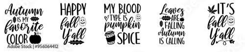 Creative Fall Bundle Quotes, Labels And Badges Collection Vector Illustration for Sticker, Postcard, Wrapping Paper