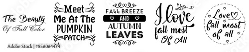 Elegant Fall Bundle Calligraphic Lettering, Typographic Emblems Pack Vector Illustration for Advertisement, Motion Graphics, T-Shirt Design