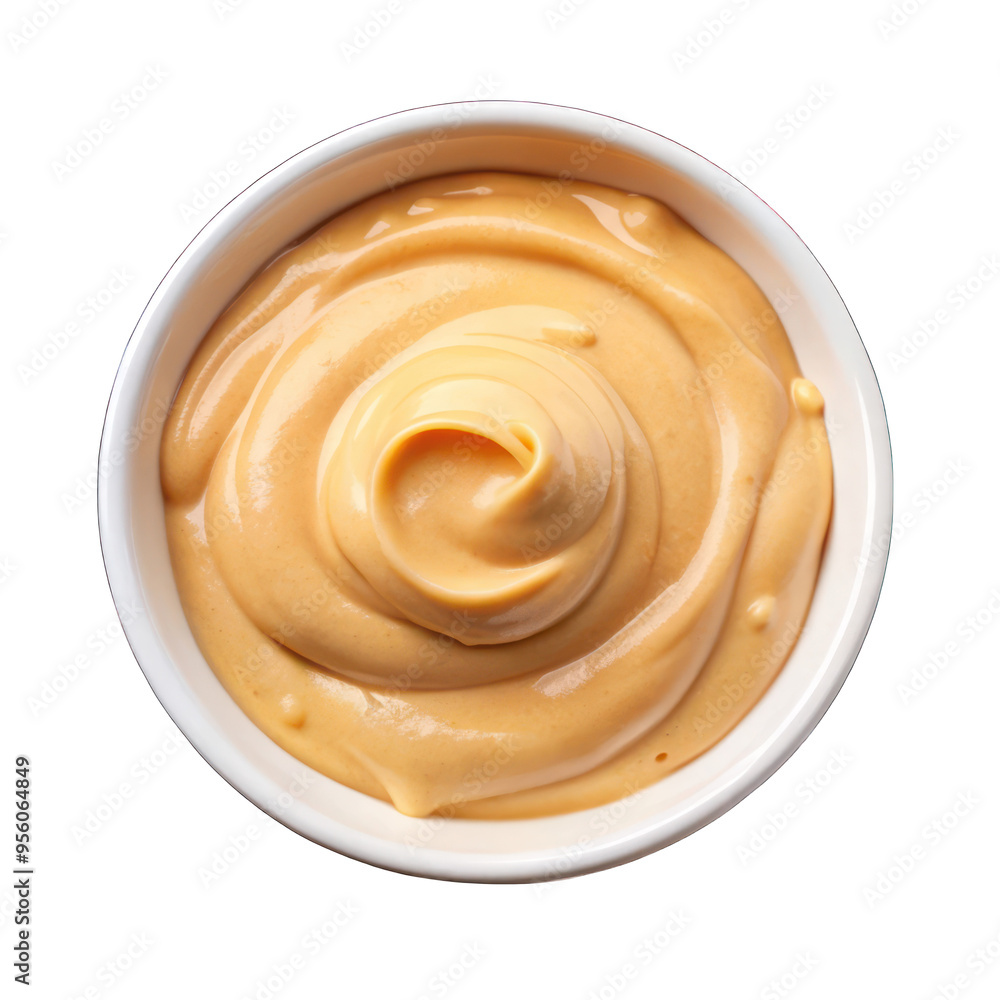 Chipotle aioli made with mayonnaise on white bowl on transparent background Chipotle aioli made with mayonnaise on white bowl on transparent background