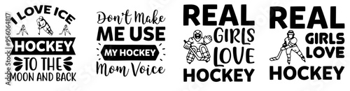 Minimal Hockey Design Bundle Calligraphic Lettering, Labels And Badges Set Vector Illustration for Advertisement, Newsletter, Wrapping Paper