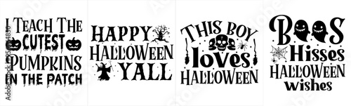 Modern Halloween Tshirt Design Bundle Hand Lettering, Labels And Badges Collection Vector Illustration for Flyer, Advertisement, Poster