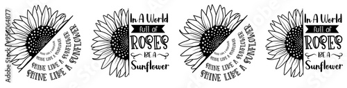 Simple Sunflower Bundle Typographic Emblems, Typography Set Vector Illustration for Social Media Post, Packaging, Banner