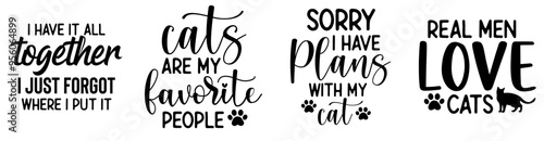 Minimalist Funny Cat Design Bundle Quotes, Typography Collection Vector Illustration for Motion Graphics, Magazine, Label