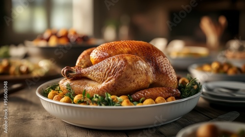 Thanksgiving turkey on rustic table